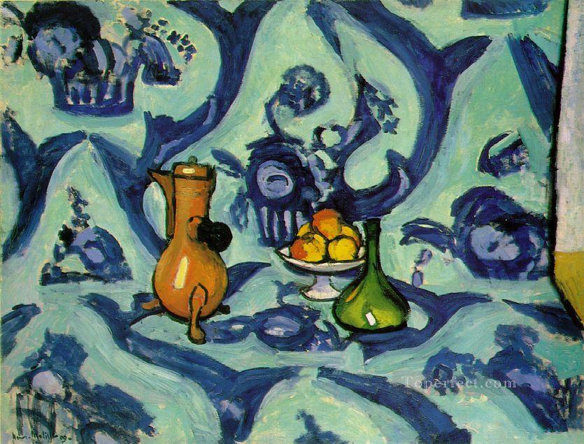Still Life with Blue Tablecloth Fauvism Oil Paintings